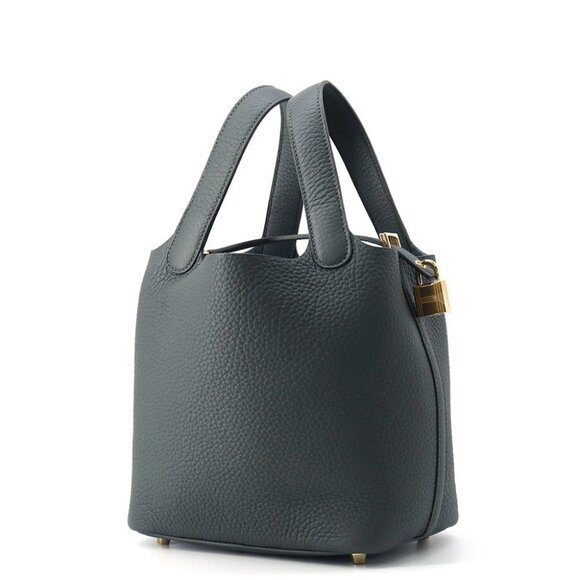 HERMES Picotin Lock Size PM Taurillon Clemence Vert Mangrove - Picture 7 of 7